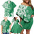 Polynesia Family Matching Off Shoulder Short Dress and Hawaiian Shirt Green Tribal Turtle Floral Pattern