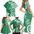 Polynesia Family Matching Short Sleeve Bodycon Dress and Hawaiian Shirt Green Tribal Turtle Floral Pattern