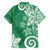 Polynesia Family Matching Short Sleeve Bodycon Dress and Hawaiian Shirt Green Tribal Turtle Floral Pattern