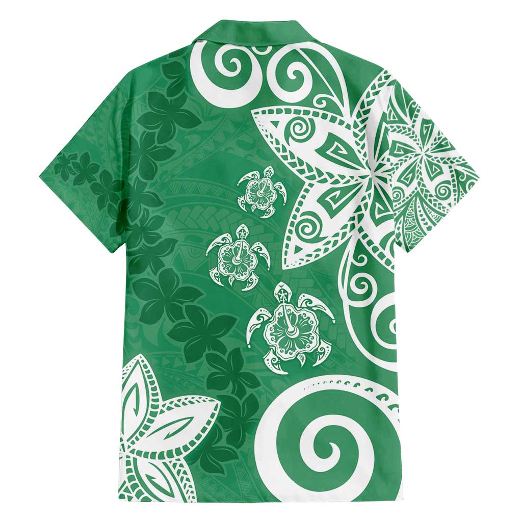 Polynesia Family Matching Tank Maxi Dress and Hawaiian Shirt Green Tribal Turtle Floral Pattern
