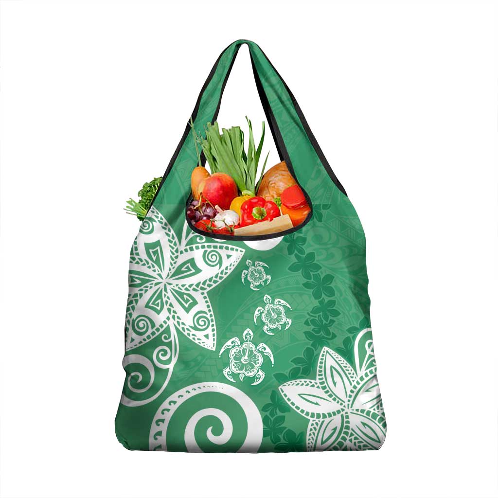Polynesia Grocery Bag Green Tribal Turtle Floral Pattern LT05 1-pack One Size Green - Polynesian Pride