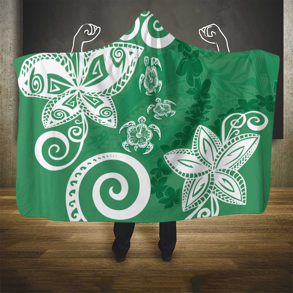 Polynesia Hooded Blanket Green Tribal Turtle Floral Pattern LT05 - Polynesian Pride