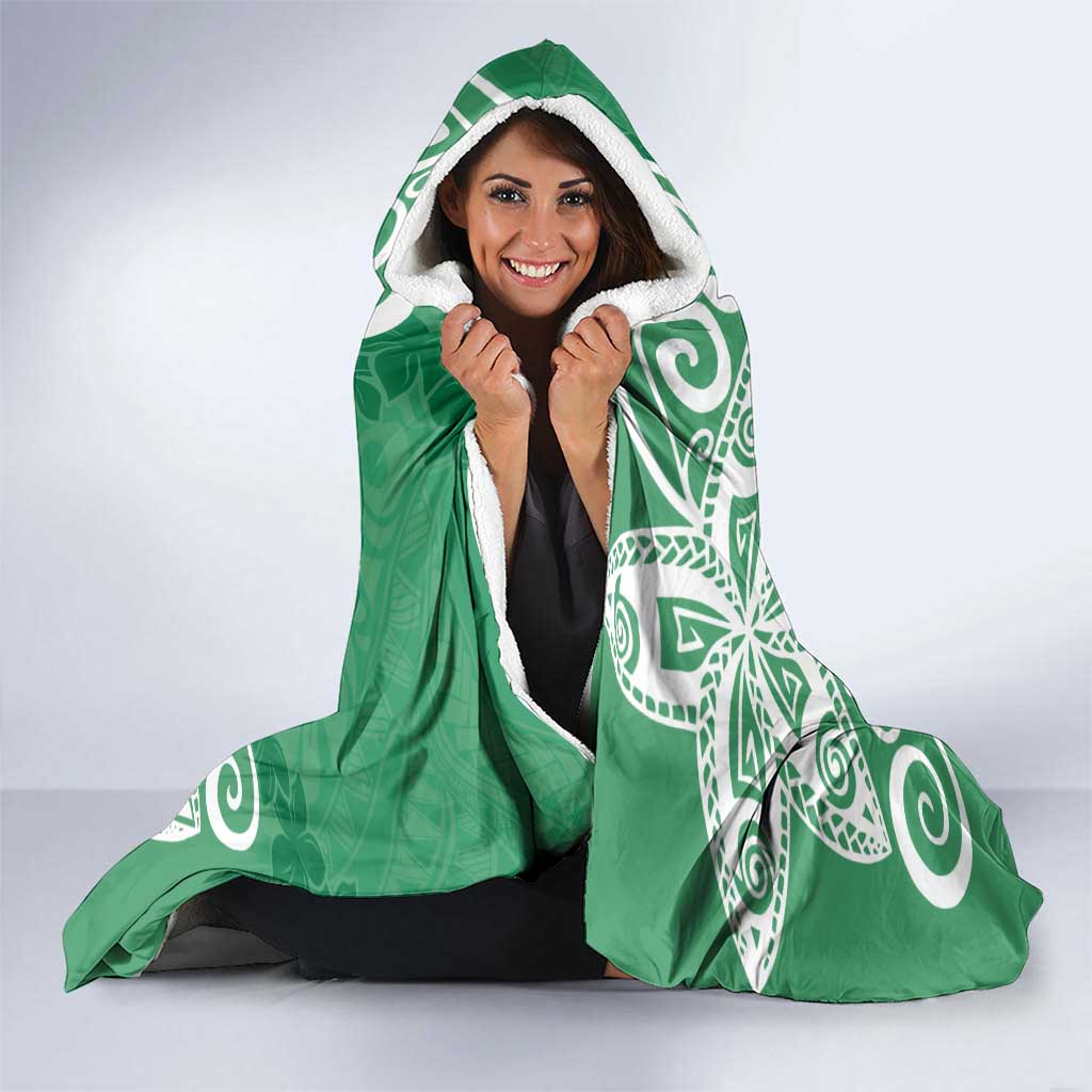 Polynesia Hooded Blanket Green Tribal Turtle Floral Pattern LT05 - Polynesian Pride