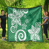 Polynesia Quilt Green Tribal Turtle Floral Pattern