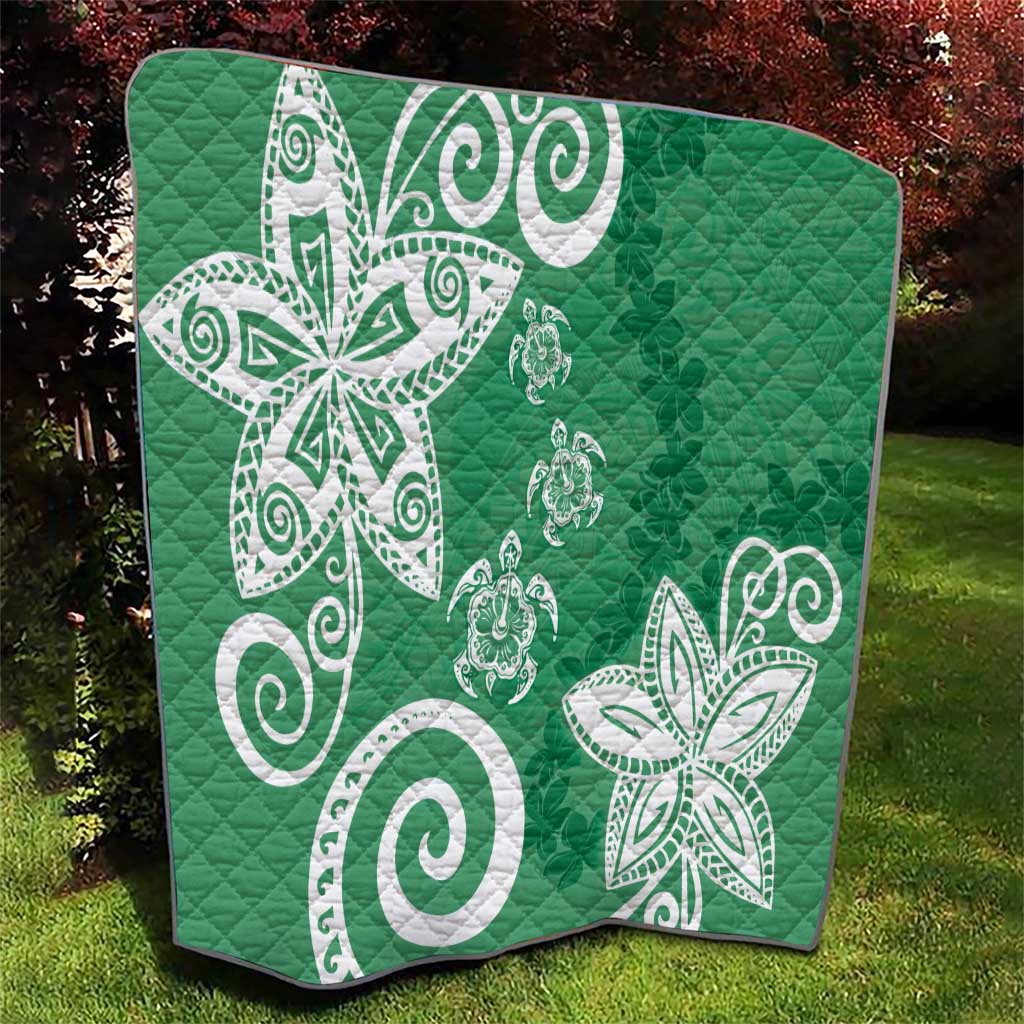 Polynesia Quilt Green Tribal Turtle Floral Pattern