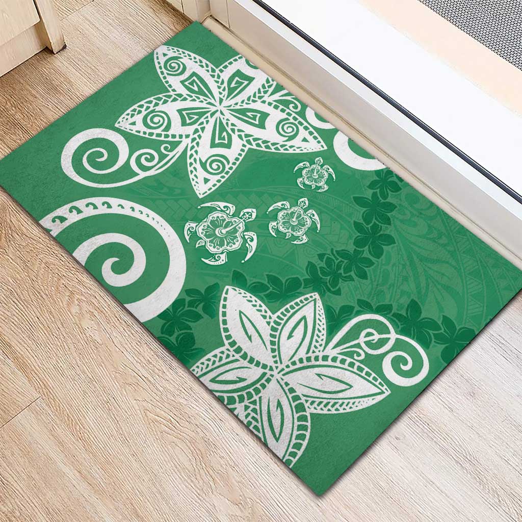 Polynesia Rubber Doormat Green Tribal Turtle Floral Pattern LT05 - Polynesian Pride