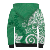 Polynesia Sherpa Hoodie Green Tribal Turtle Floral Pattern LT05 - Polynesian Pride
