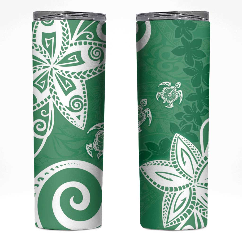 Polynesia Skinny Tumbler Green Tribal Turtle Floral Pattern