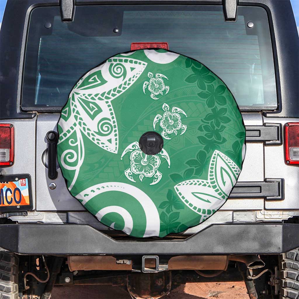 Polynesia Spare Tire Cover Green Tribal Turtle Floral Pattern LT05 Green - Polynesian Pride