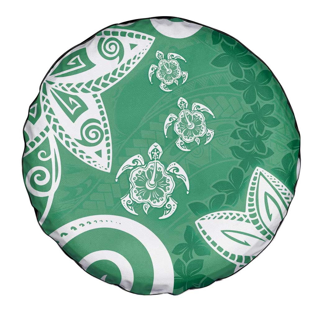 Polynesia Spare Tire Cover Green Tribal Turtle Floral Pattern LT05 - Polynesian Pride
