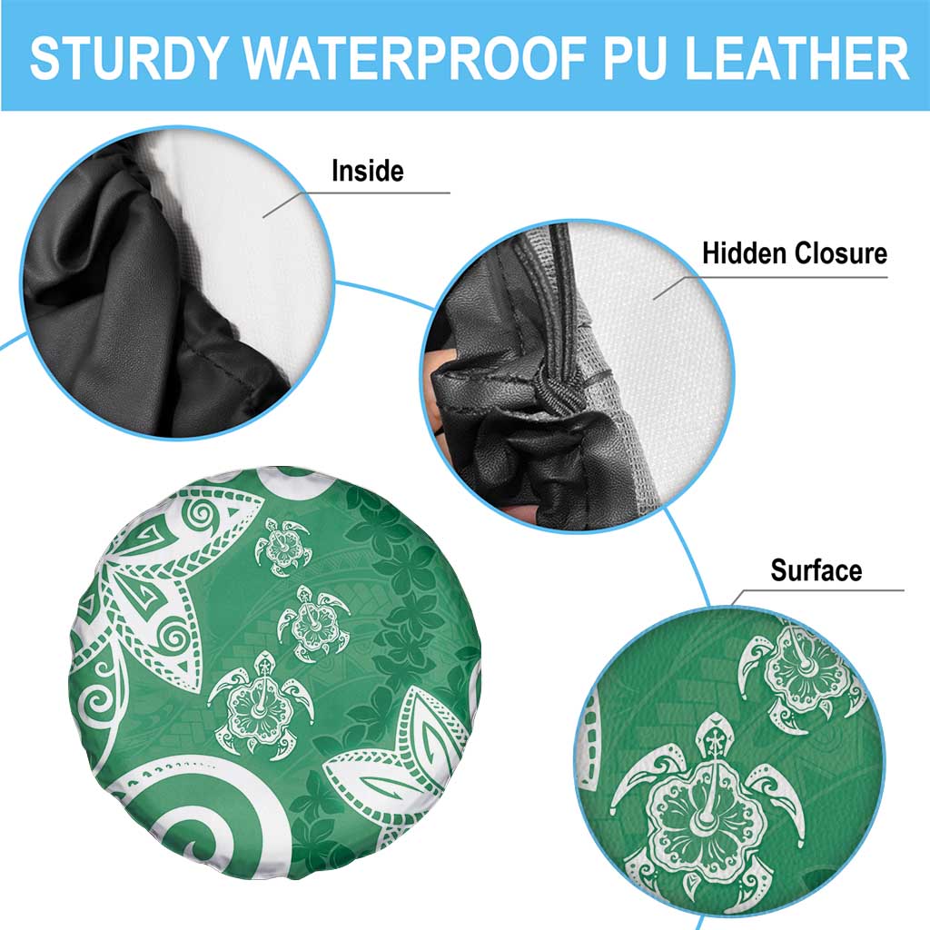 Polynesia Spare Tire Cover Green Tribal Turtle Floral Pattern LT05 - Polynesian Pride