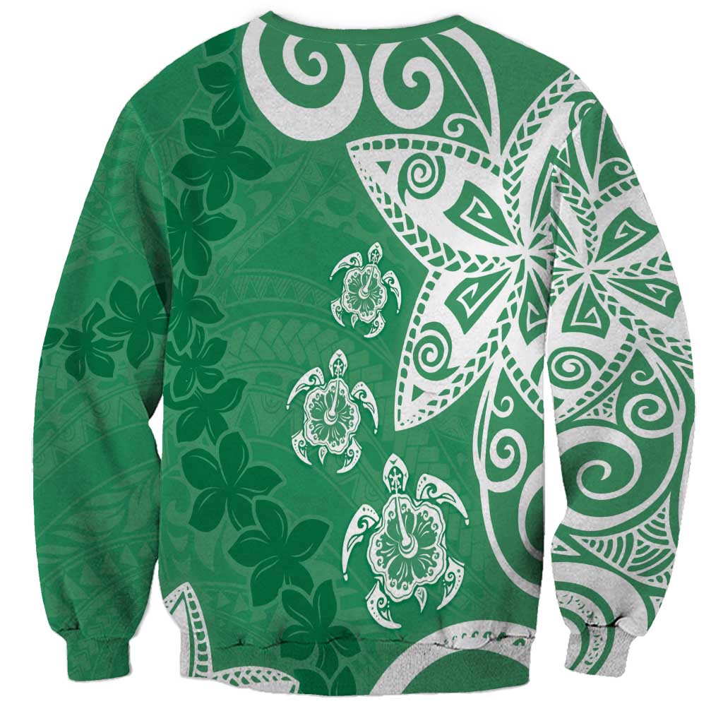 Polynesia Sweatshirt Green Tribal Turtle Floral Pattern LT05 - Polynesian Pride