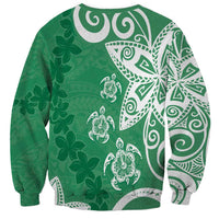 Polynesia Sweatshirt Green Tribal Turtle Floral Pattern LT05 - Polynesian Pride