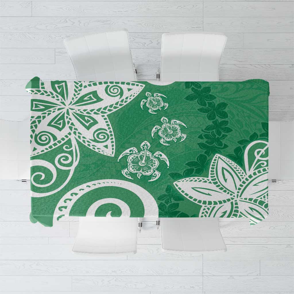 Polynesia Tablecloth Green Tribal Turtle Floral Pattern LT05 Green - Polynesian Pride