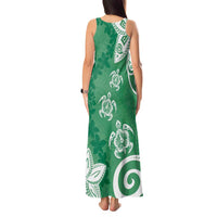 Polynesia Tank Maxi Dress Green Tribal Turtle Floral Pattern LT05 - Polynesian Pride