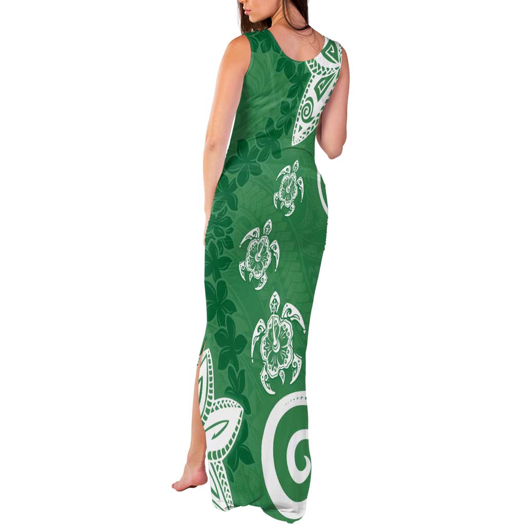 Polynesia Tank Maxi Dress Green Tribal Turtle Floral Pattern LT05 - Polynesian Pride
