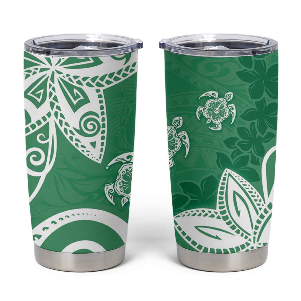 Polynesia Tumbler Cup Green Tribal Turtle Floral Pattern LT05 Green - Polynesian Pride
