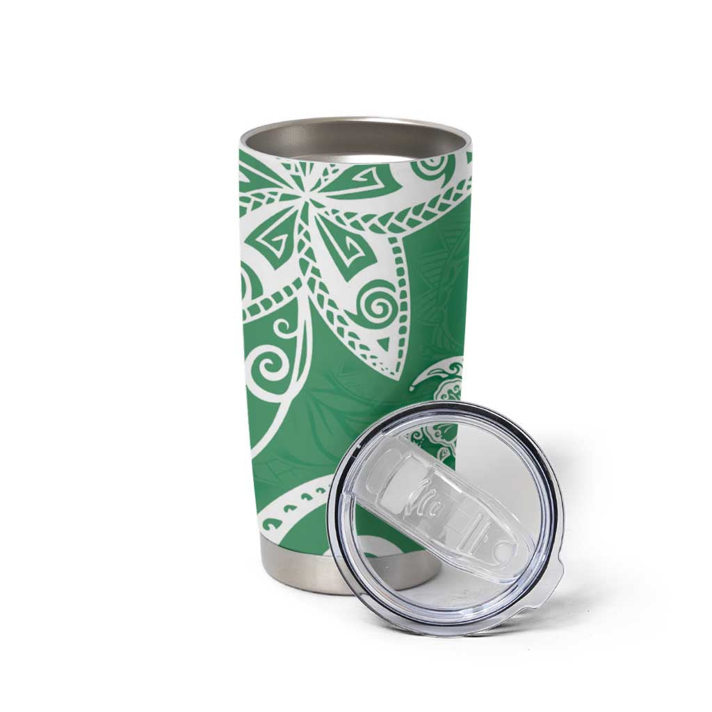 Polynesia Tumbler Cup Green Tribal Turtle Floral Pattern LT05 - Polynesian Pride