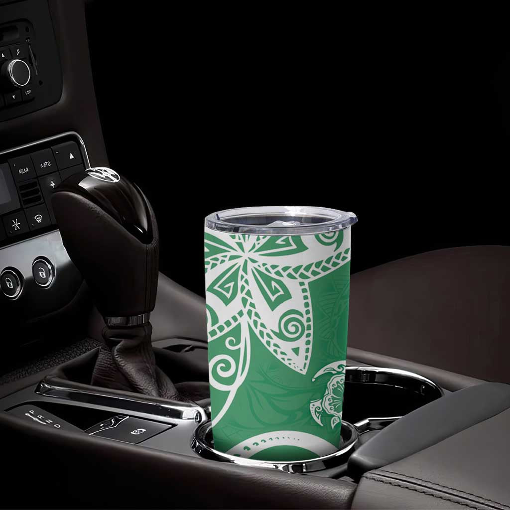 Polynesia Tumbler Cup Green Tribal Turtle Floral Pattern LT05 - Polynesian Pride