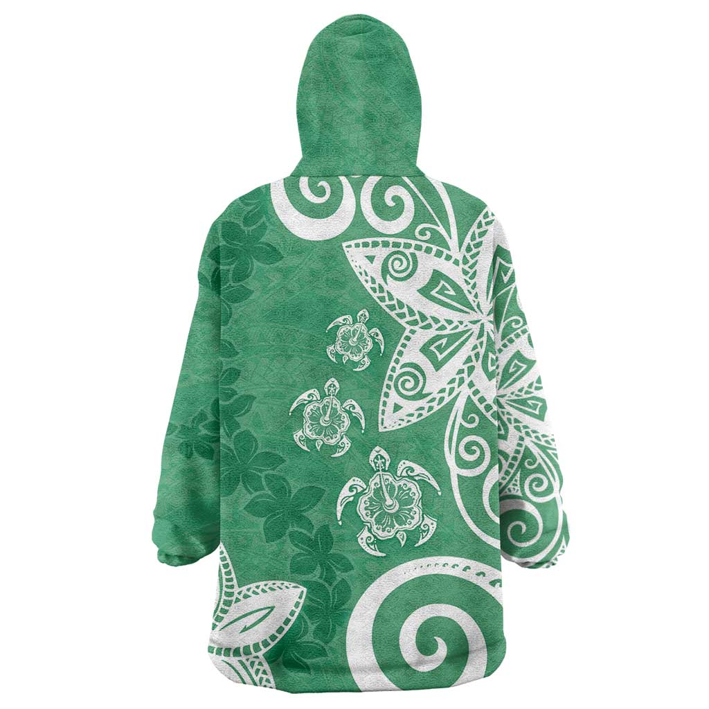 Polynesia Wearable Blanket Hoodie Green Tribal Turtle Floral Pattern LT05 - Polynesian Pride