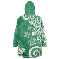 Polynesia Wearable Blanket Hoodie Green Tribal Turtle Floral Pattern LT05 - Polynesian Pride