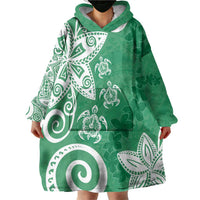 Polynesia Wearable Blanket Hoodie Green Tribal Turtle Floral Pattern LT05 - Polynesian Pride