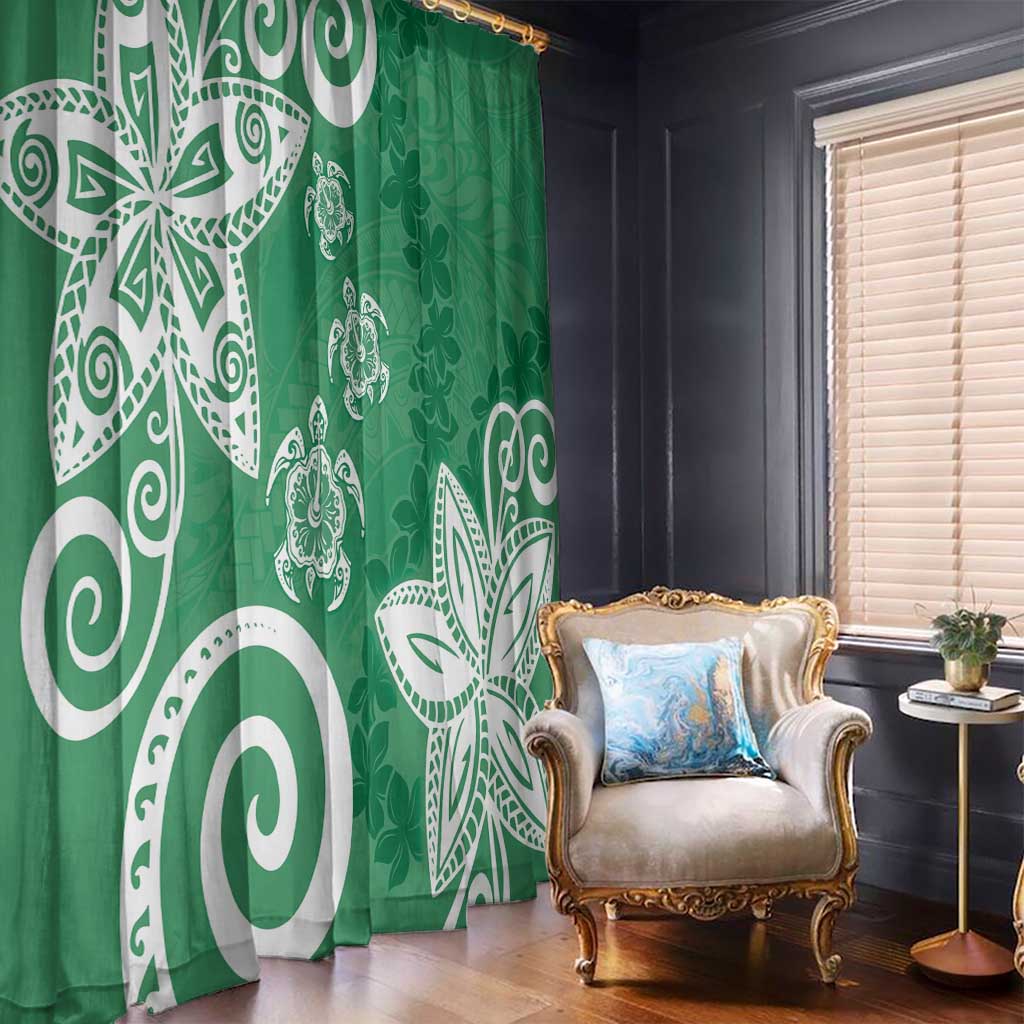 Polynesia Window Curtain Green Tribal Turtle Floral Pattern LT05 - Polynesian Pride