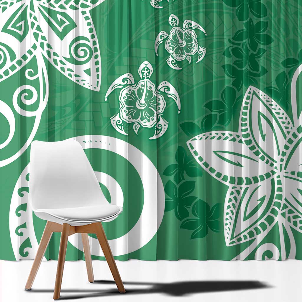 Polynesia Window Curtain Green Tribal Turtle Floral Pattern LT05 - Polynesian Pride