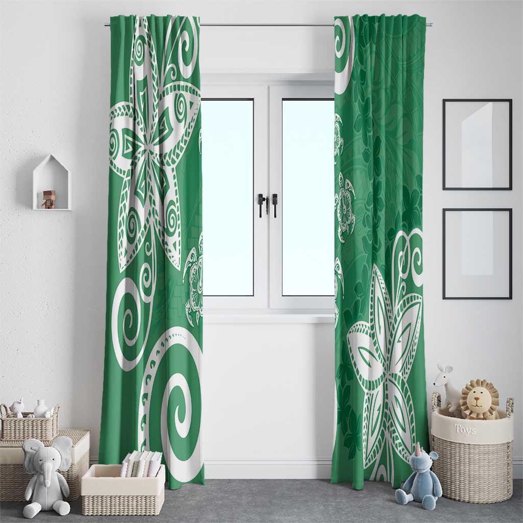 Polynesia Window Curtain Green Tribal Turtle Floral Pattern LT05 - Polynesian Pride