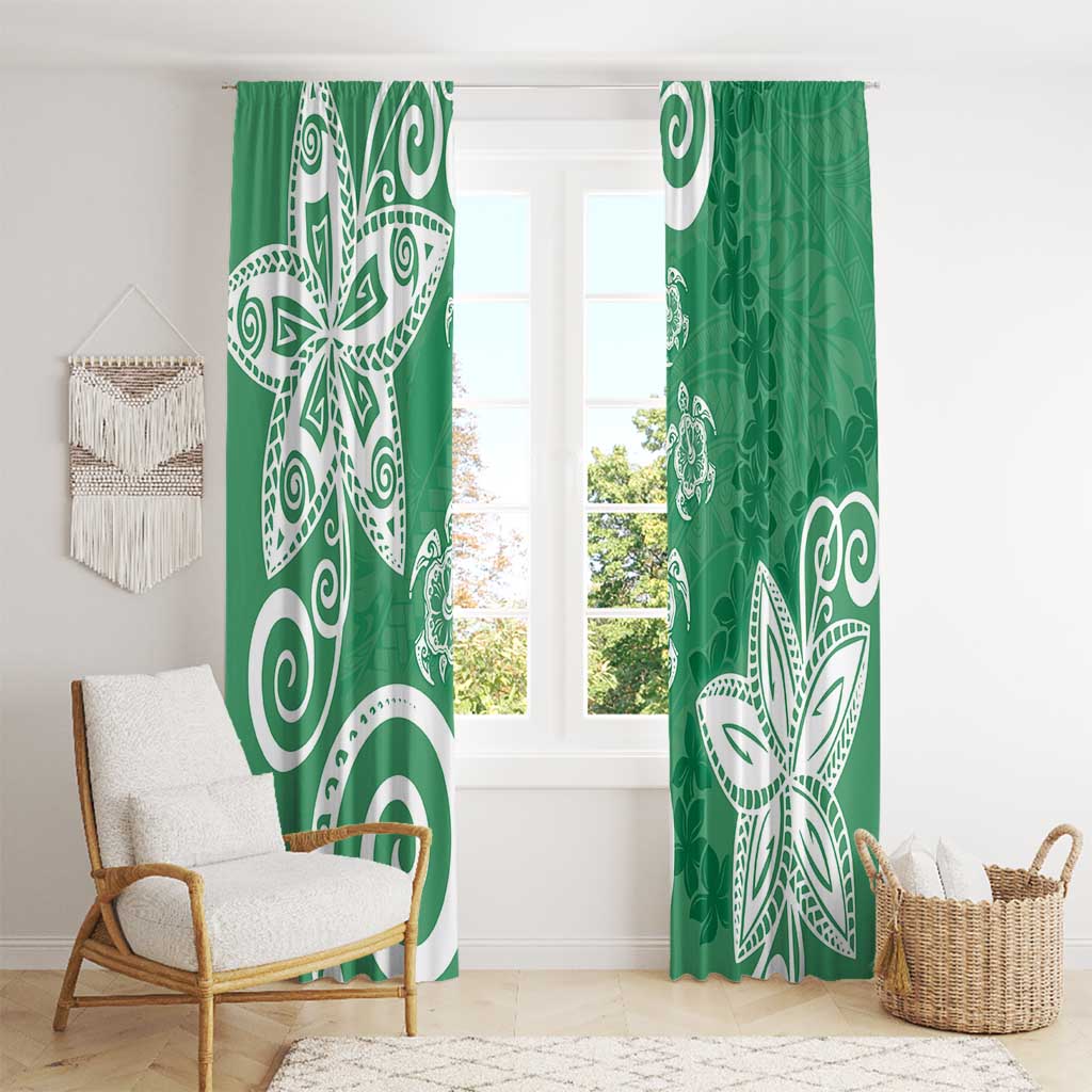 Polynesia Window Curtain Green Tribal Turtle Floral Pattern LT05 - Polynesian Pride