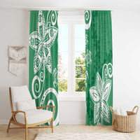 Polynesia Window Curtain Green Tribal Turtle Floral Pattern LT05 - Polynesian Pride