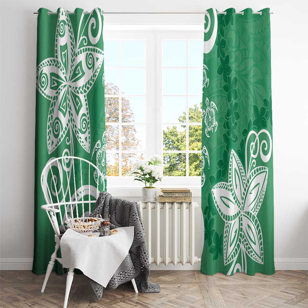 Polynesia Window Curtain Green Tribal Turtle Floral Pattern LT05 - Polynesian Pride