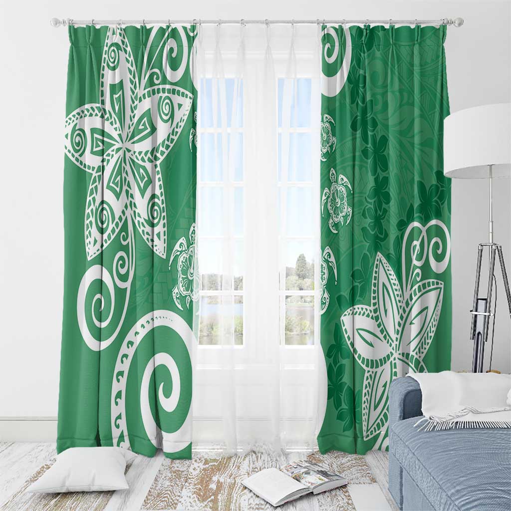 Polynesia Window Curtain Green Tribal Turtle Floral Pattern LT05 - Polynesian Pride