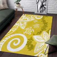 Polynesia Area Rug Yellow Tribal Turtle Floral Pattern LT05 Yellow - Polynesian Pride