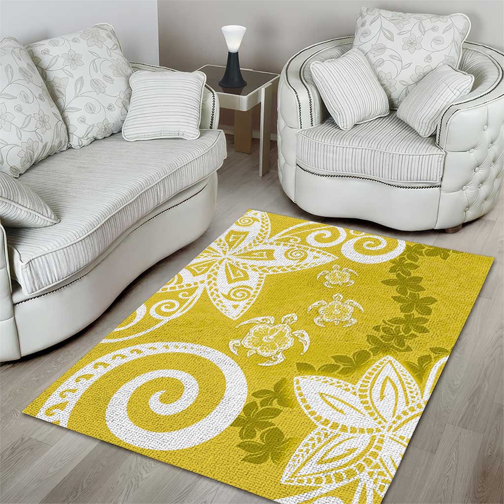 Polynesia Area Rug Yellow Tribal Turtle Floral Pattern LT05 - Polynesian Pride