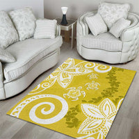 Polynesia Area Rug Yellow Tribal Turtle Floral Pattern LT05 - Polynesian Pride