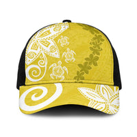 Polynesia Baseball Net Cap Yellow Tribal Turtle Floral Pattern - Polynesian Pride