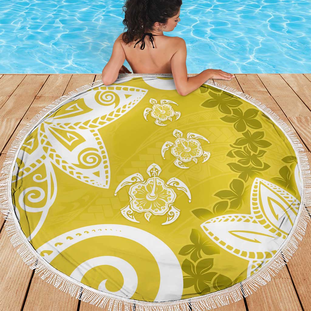 Polynesia Beach Blanket Yellow Tribal Turtle Floral Pattern LT05 - Polynesian Pride