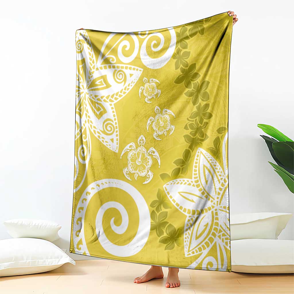Polynesia Blanket Yellow Tribal Turtle Floral Pattern LT05 - Polynesian Pride