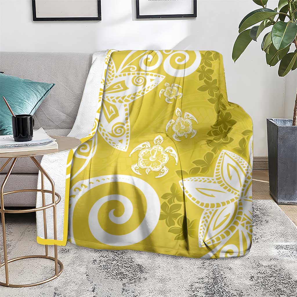 Polynesia Blanket Yellow Tribal Turtle Floral Pattern LT05 - Polynesian Pride