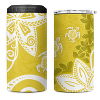 Polynesia 4 in 1 Can Cooler Tumbler Yellow Tribal Turtle Floral Pattern LT05 One Size: 16 oz Yellow - Polynesian Pride