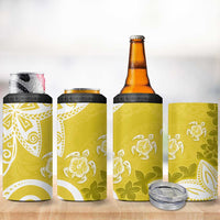 Polynesia 4 in 1 Can Cooler Tumbler Yellow Tribal Turtle Floral Pattern LT05 - Polynesian Pride