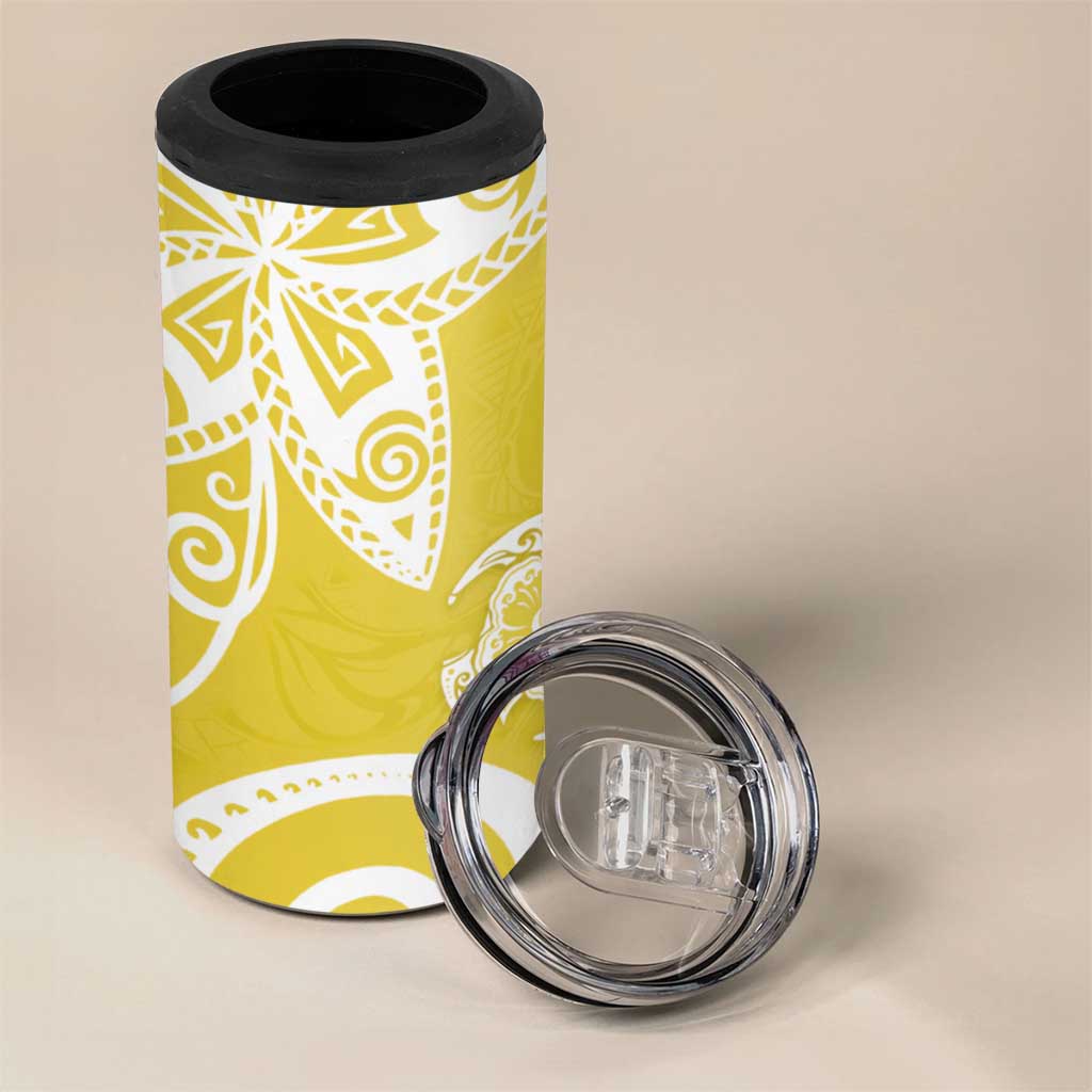 Polynesia 4 in 1 Can Cooler Tumbler Yellow Tribal Turtle Floral Pattern LT05 - Polynesian Pride