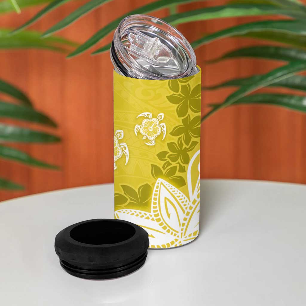Polynesia 4 in 1 Can Cooler Tumbler Yellow Tribal Turtle Floral Pattern LT05 - Polynesian Pride