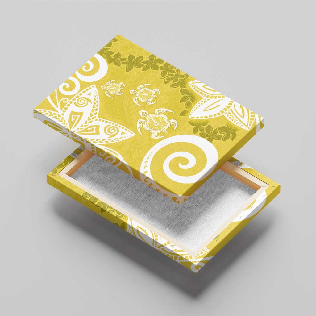 Polynesia Canvas Wall Art Yellow Tribal Turtle Floral Pattern LT05 - Polynesian Pride