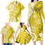 Polynesia Family Matching Long Sleeve Bodycon Dress and Hawaiian Shirt Yellow Tribal Turtle Floral Pattern