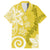 Polynesia Family Matching Long Sleeve Bodycon Dress and Hawaiian Shirt Yellow Tribal Turtle Floral Pattern