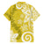 Polynesia Family Matching Long Sleeve Bodycon Dress and Hawaiian Shirt Yellow Tribal Turtle Floral Pattern