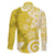 Polynesia Family Matching Long Sleeve Bodycon Dress and Hawaiian Shirt Yellow Tribal Turtle Floral Pattern