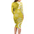 Polynesia Family Matching Long Sleeve Bodycon Dress and Hawaiian Shirt Yellow Tribal Turtle Floral Pattern